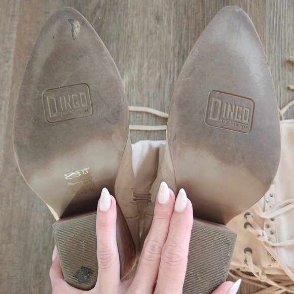 ✨NWOT!✨Dingo Witchy Woman Sand Suede Fringe Over-the-Knee Boots-W9 - Picture 2 of 5